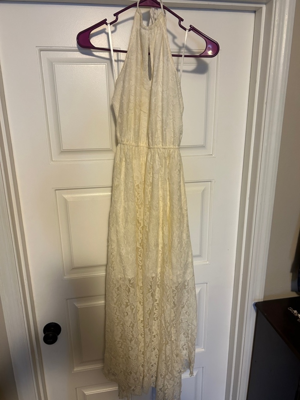 Abercrombie & Fitch Cream Lace Halter Maxi Dress